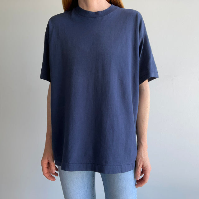 1980/90s Nicely Worn Blank Navy Single Stitch T-Shirt