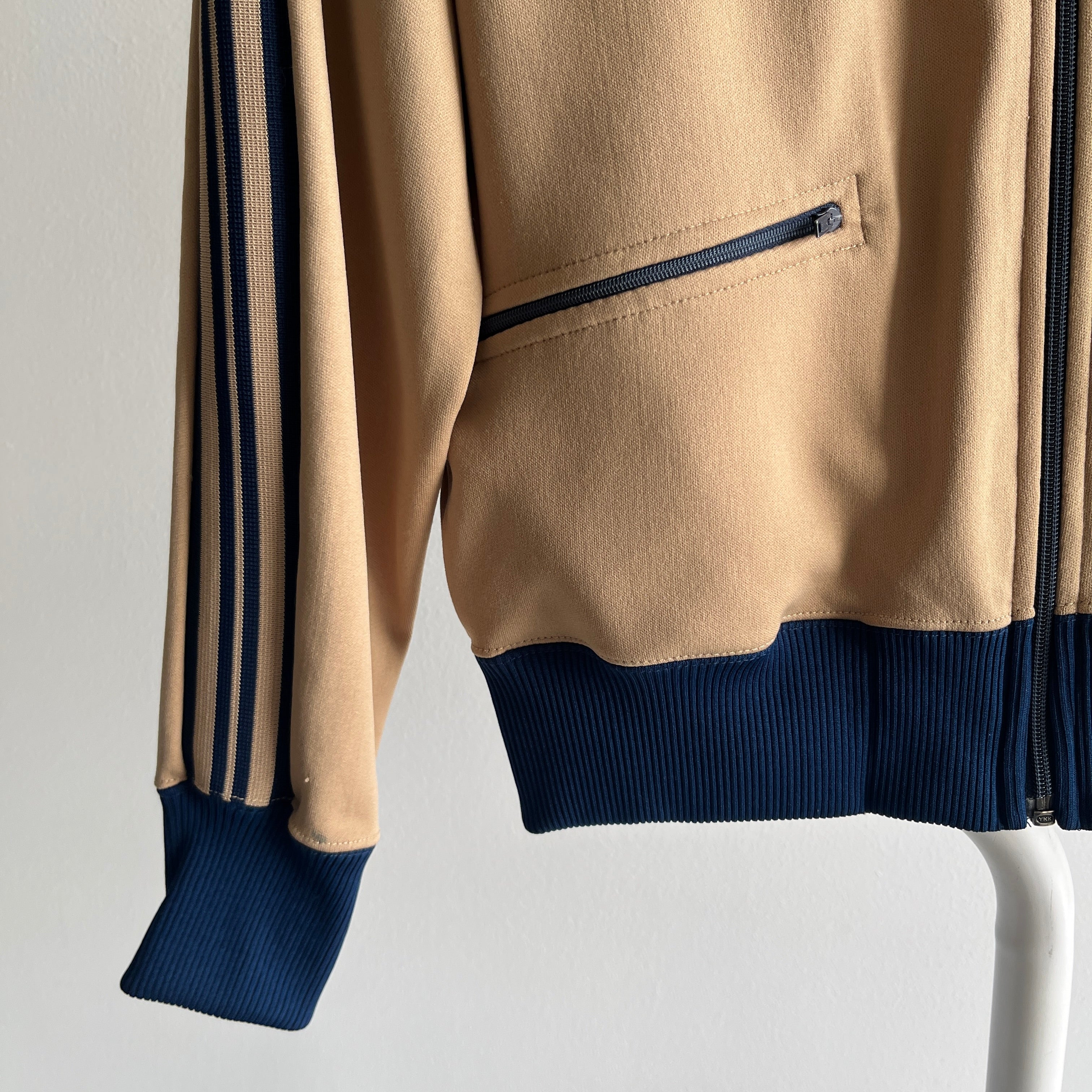 1970s Tracksuit Zip Up Khaki and Navy