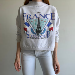 1980/90s France Mock Neck Cropped Super Stained Sweatshirt