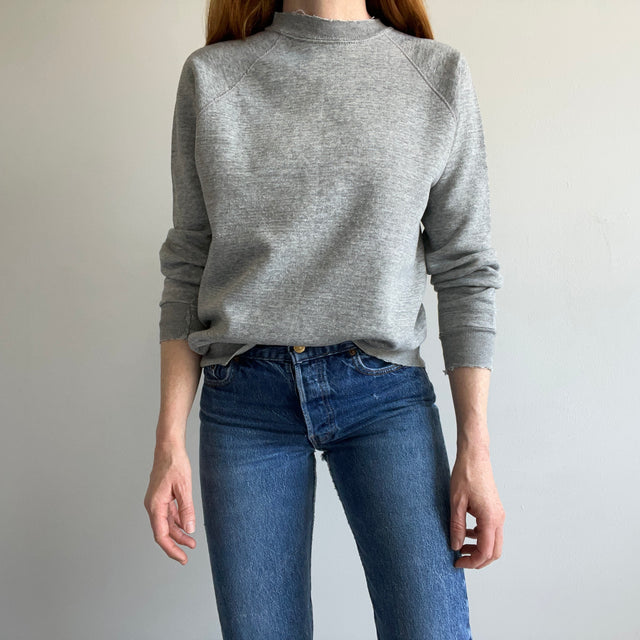 1970s Shredded Collar Blank Gray Raglan by Steinwurtzel