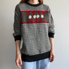 1970s Repage Acrylic Red, White, Tan and Black Knit Ski Sweater