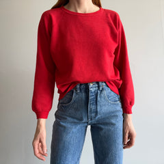 1970s Blank Red Rolled Neck and (Slightly) Bell Sleeved Sweatshirt