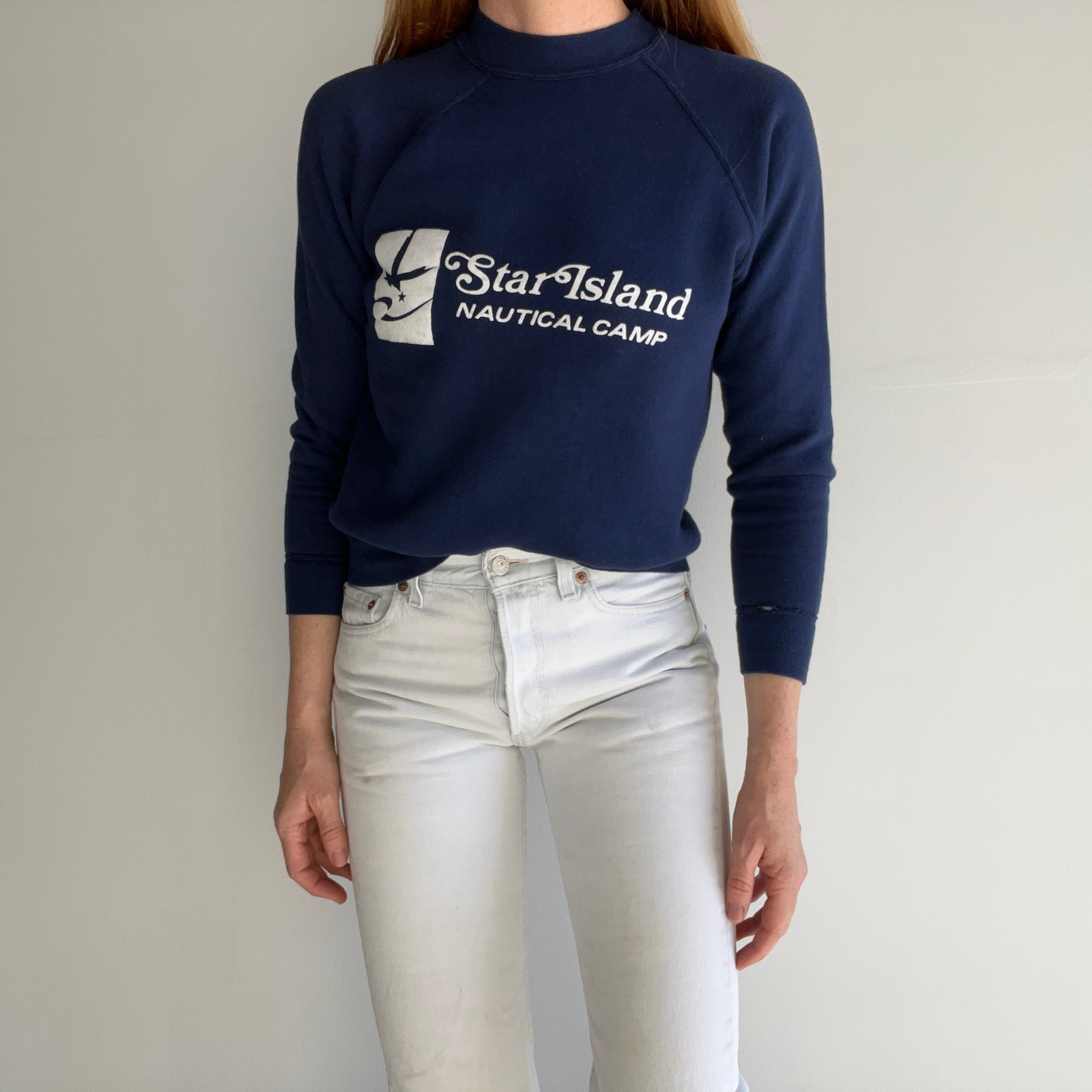 1970s (Early) Star Island Nautical Camp Velva Sheen Sweatshirt