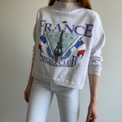 1980/90s France Mock Neck Cropped Super Stained Sweatshirt