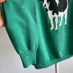1983 Cow Sweatshirt with Bleach Staining