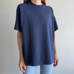 1980/90s Nicely Worn Blank Navy Single Stitch T-Shirt