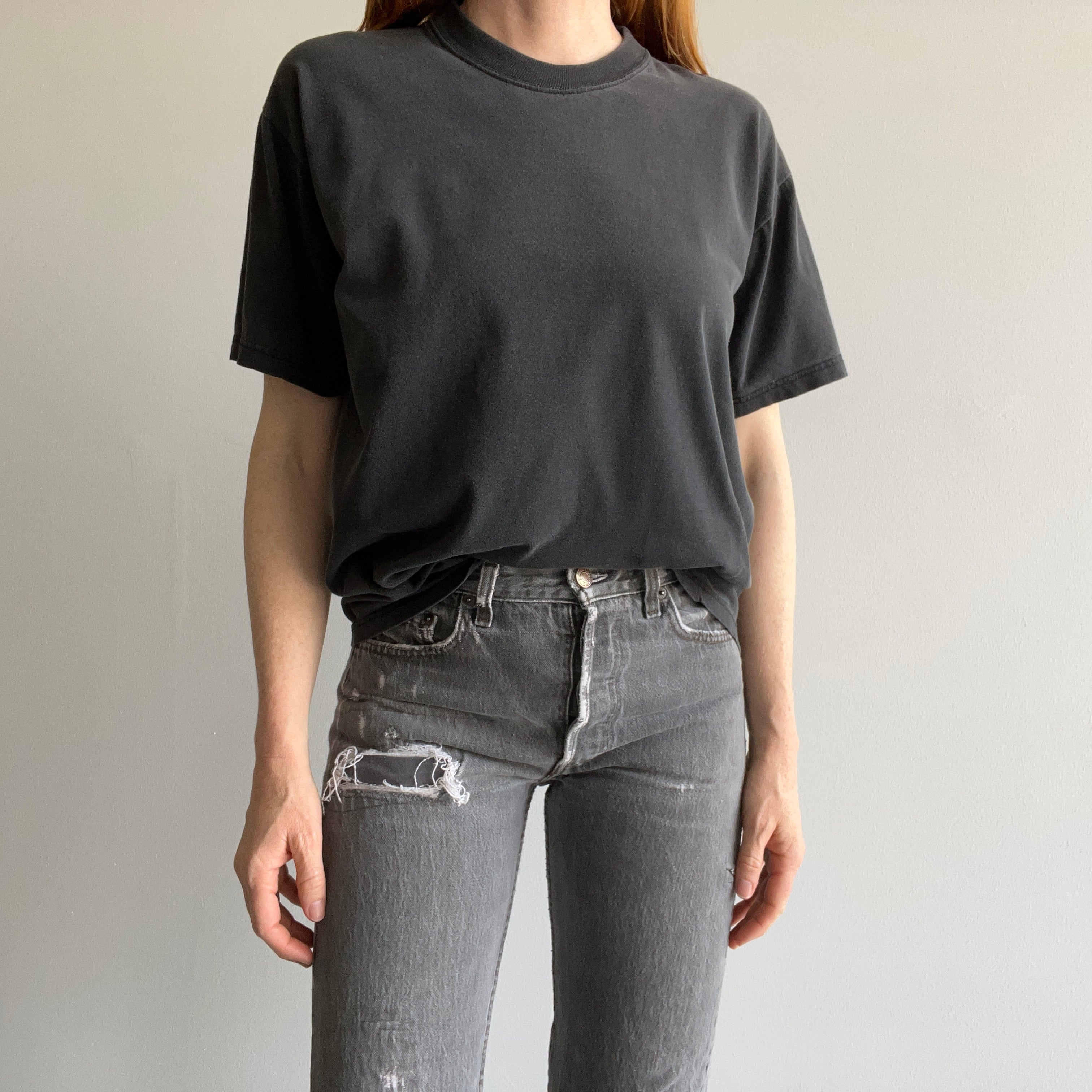 1990/2000s Blank Black Cotton T-Shirt