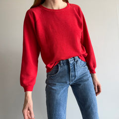 1970s Blank Red Rolled Neck and (Slightly) Bell Sleeved Sweatshirt