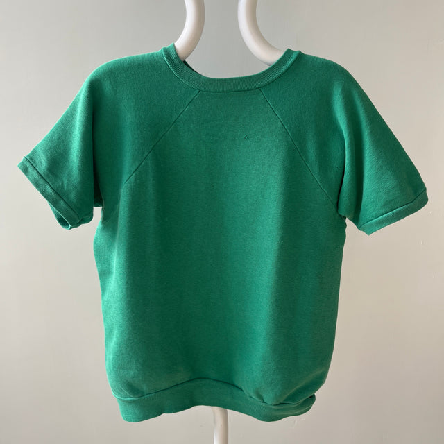 1960/70s Worn to Perfection Faded Kelly Green Warm Up Sweatshirt