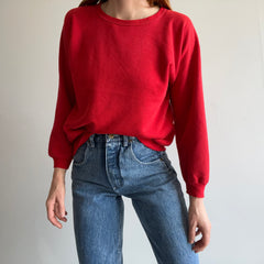 1970s Blank Red Rolled Neck and (Slightly) Bell Sleeved Sweatshirt