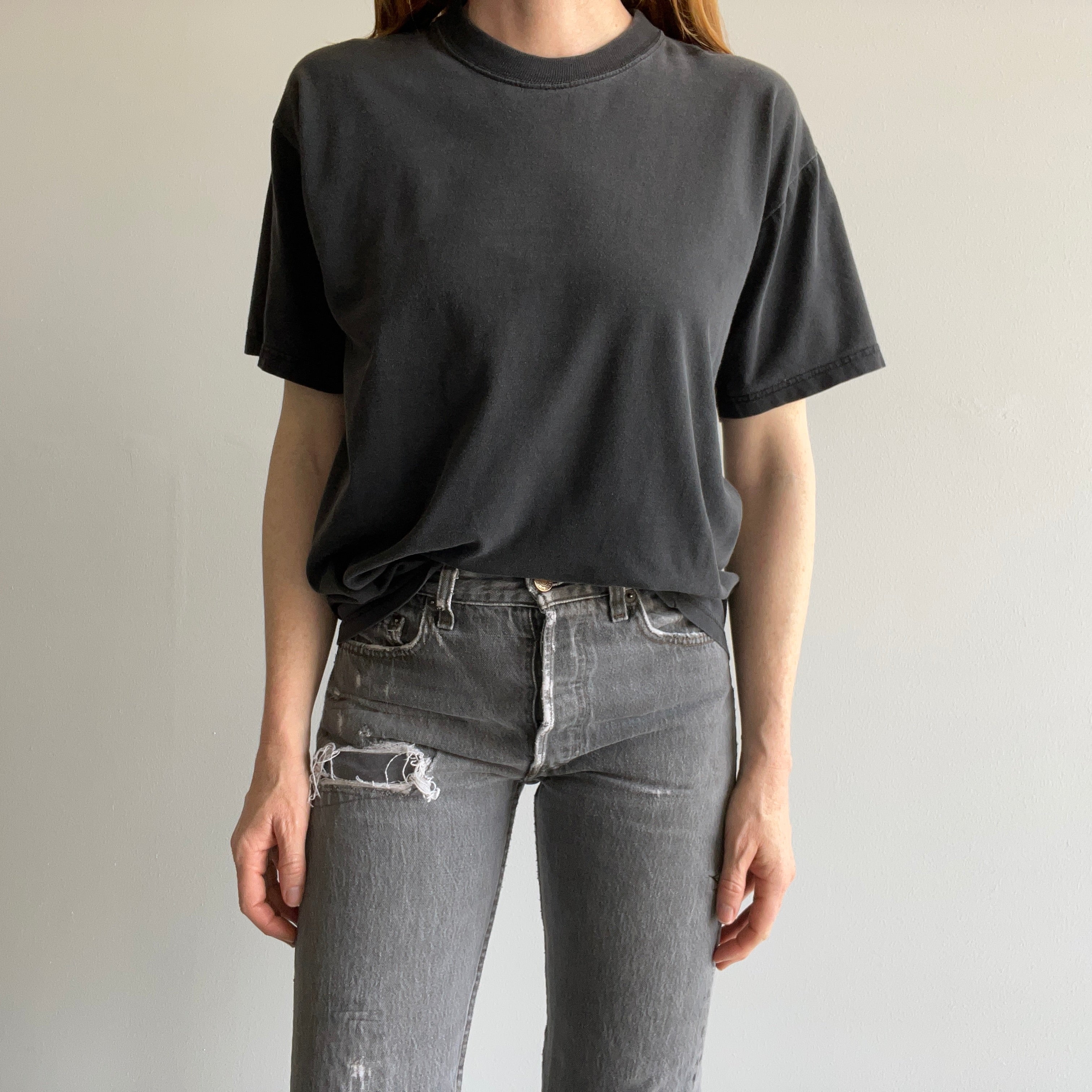 1990/2000s Blank Black Cotton T-Shirt