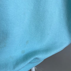 1970s Faded Seafoam Green/Blue Cotton!! Stained Sweatshirt