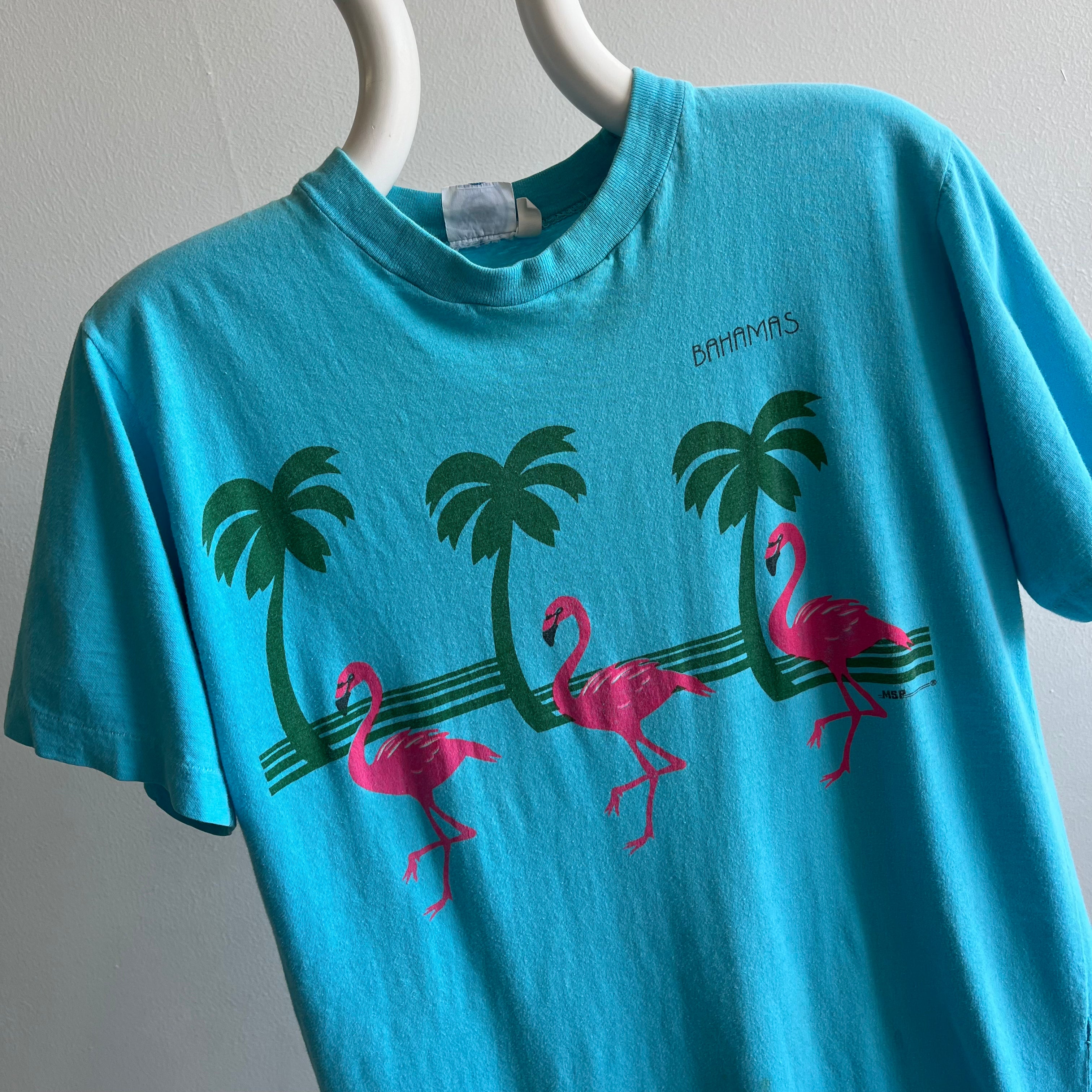 1980s Bahamas Flamingos X-Long T-Shirt Dress