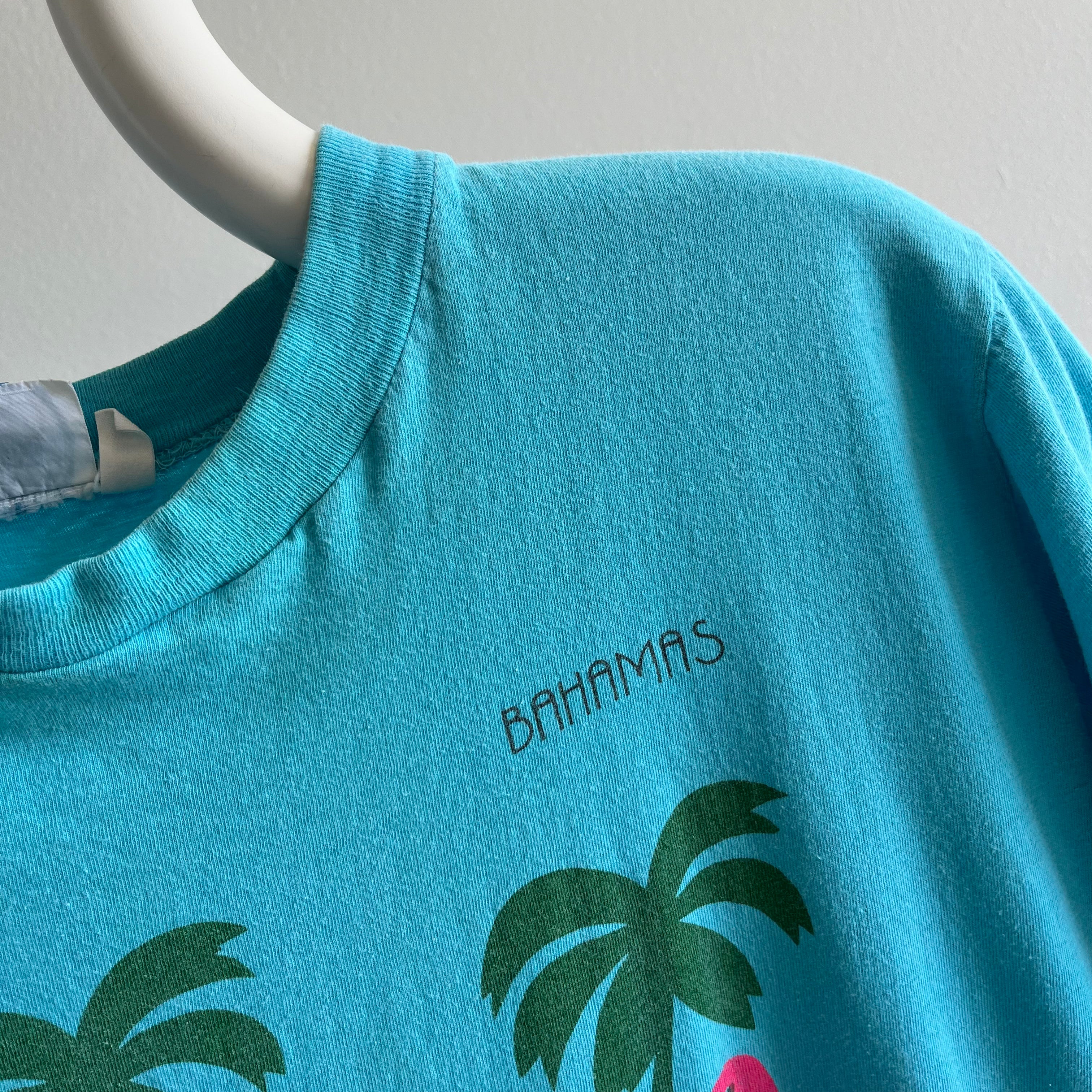 1980s Bahamas Flamingos X-Long T-Shirt Dress
