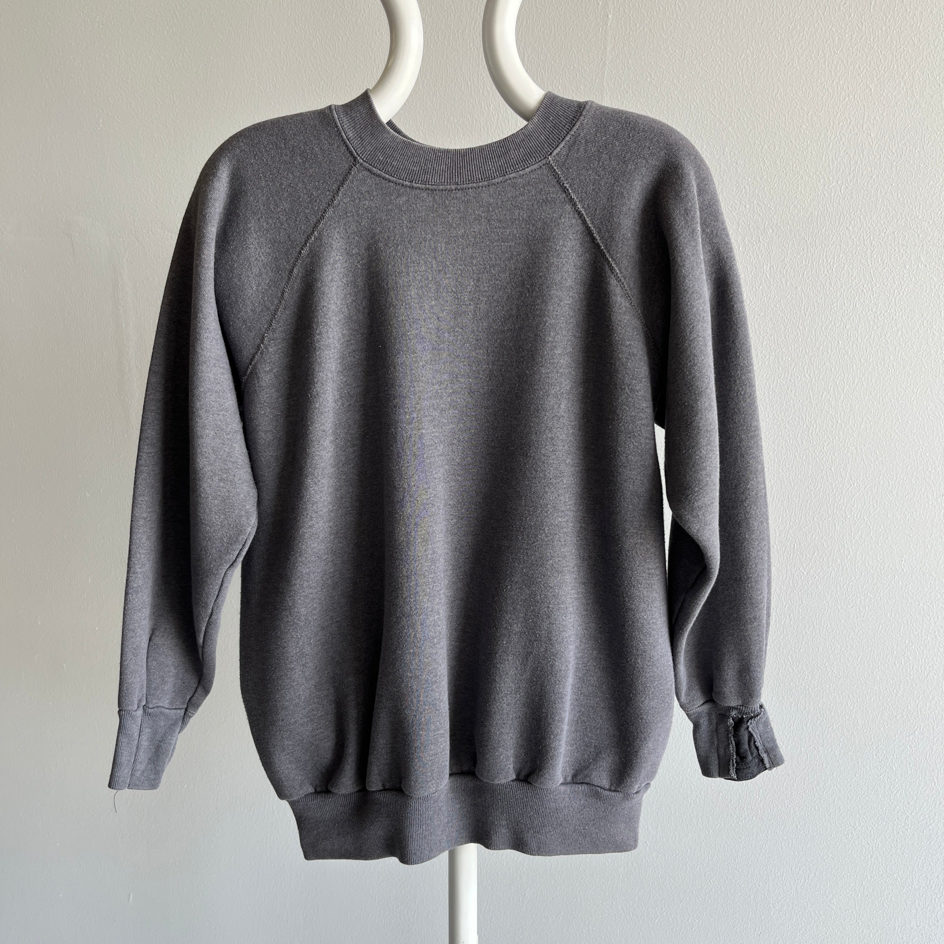 1980s Deep Gray Mended Cuff Sweatshirt by Pannill