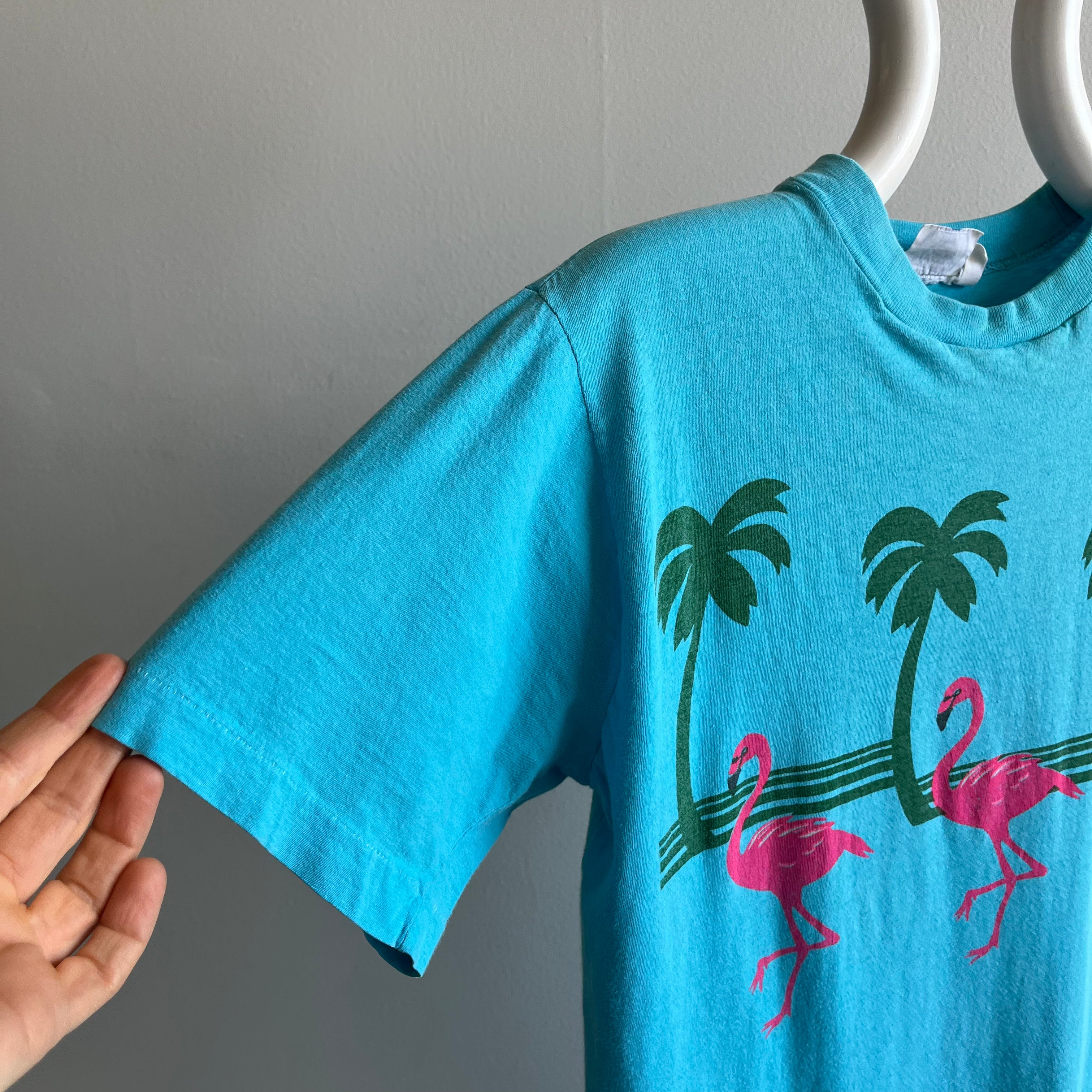 1980s Bahamas Flamingos X-Long T-Shirt Dress