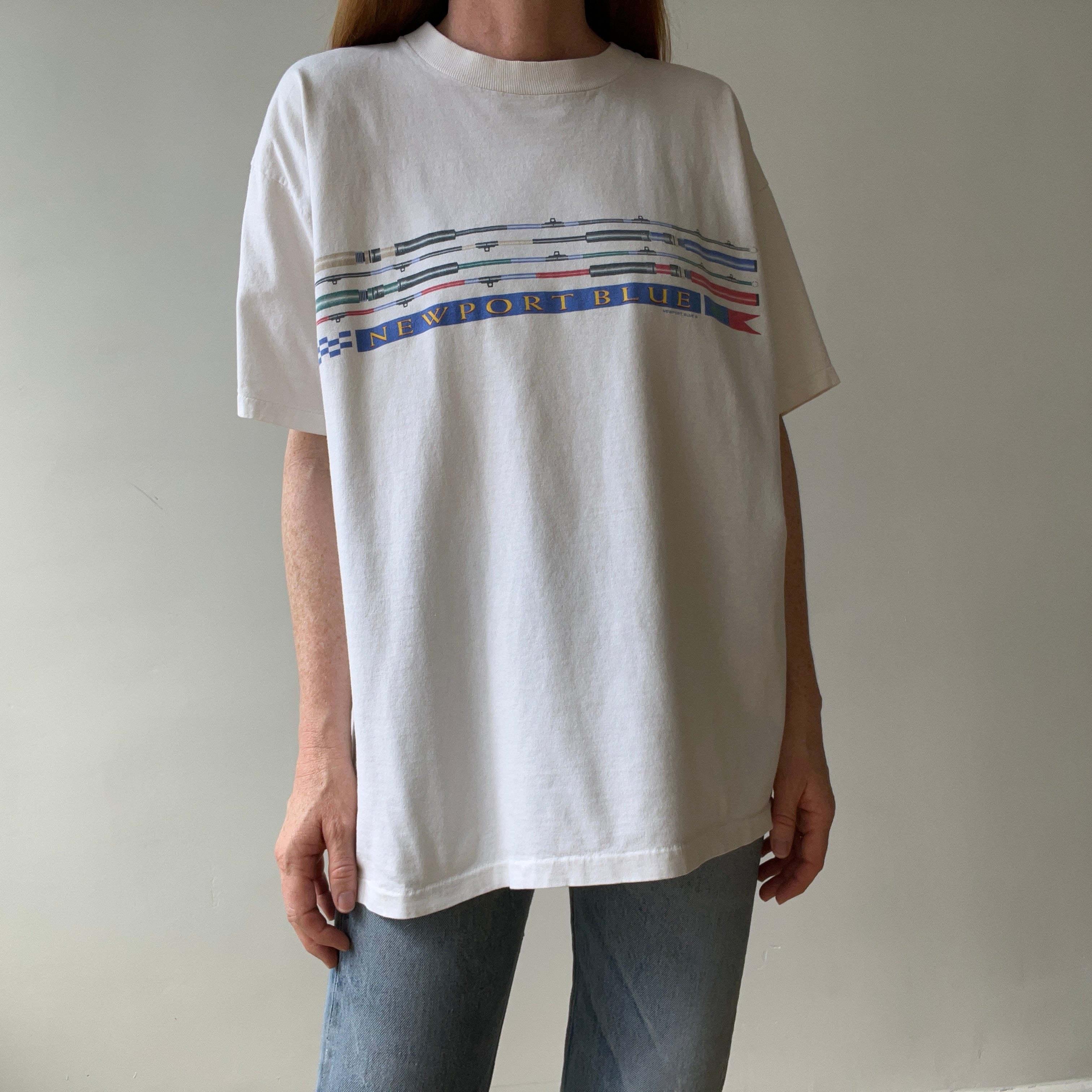 1990s Newport Blue T Shirt - Backside Too