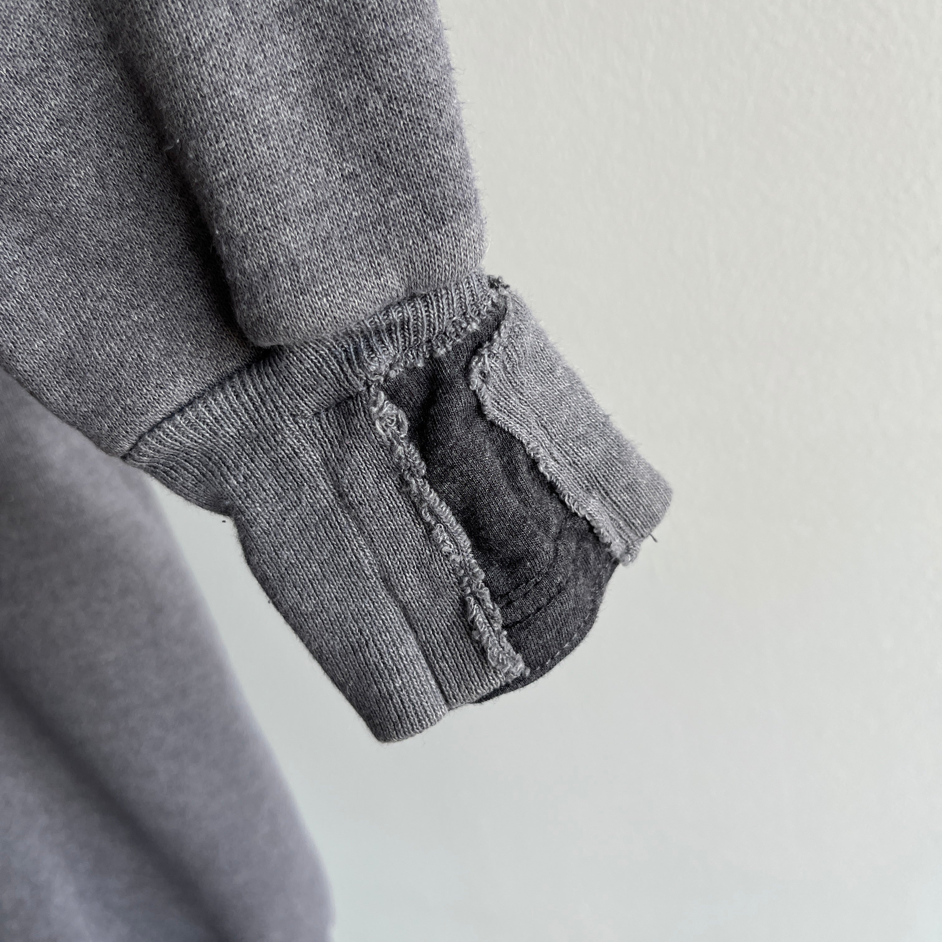 1980s Deep Gray Mended Cuff Sweatshirt by Pannill