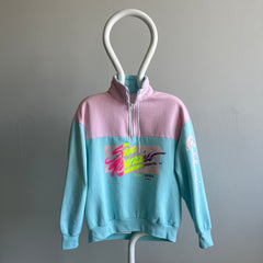 1980s San Francisco Colorblock 1/4 Zip Mock Neck Sweatshirt - Oh My!