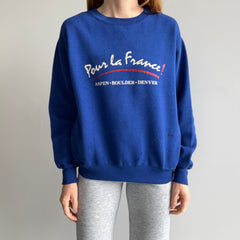 1980/90s Pour La France - Aspen, Boulder, Denver - Beat Up Paint Stained Sweatshirt with Pockets!