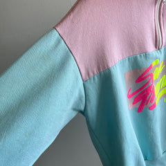 1980s San Francisco Colorblock 1/4 Zip Mock Neck Sweatshirt - Oh My!