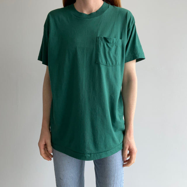 1980s Jade Forest Green FOTL Pocket T-shirt - Above Average