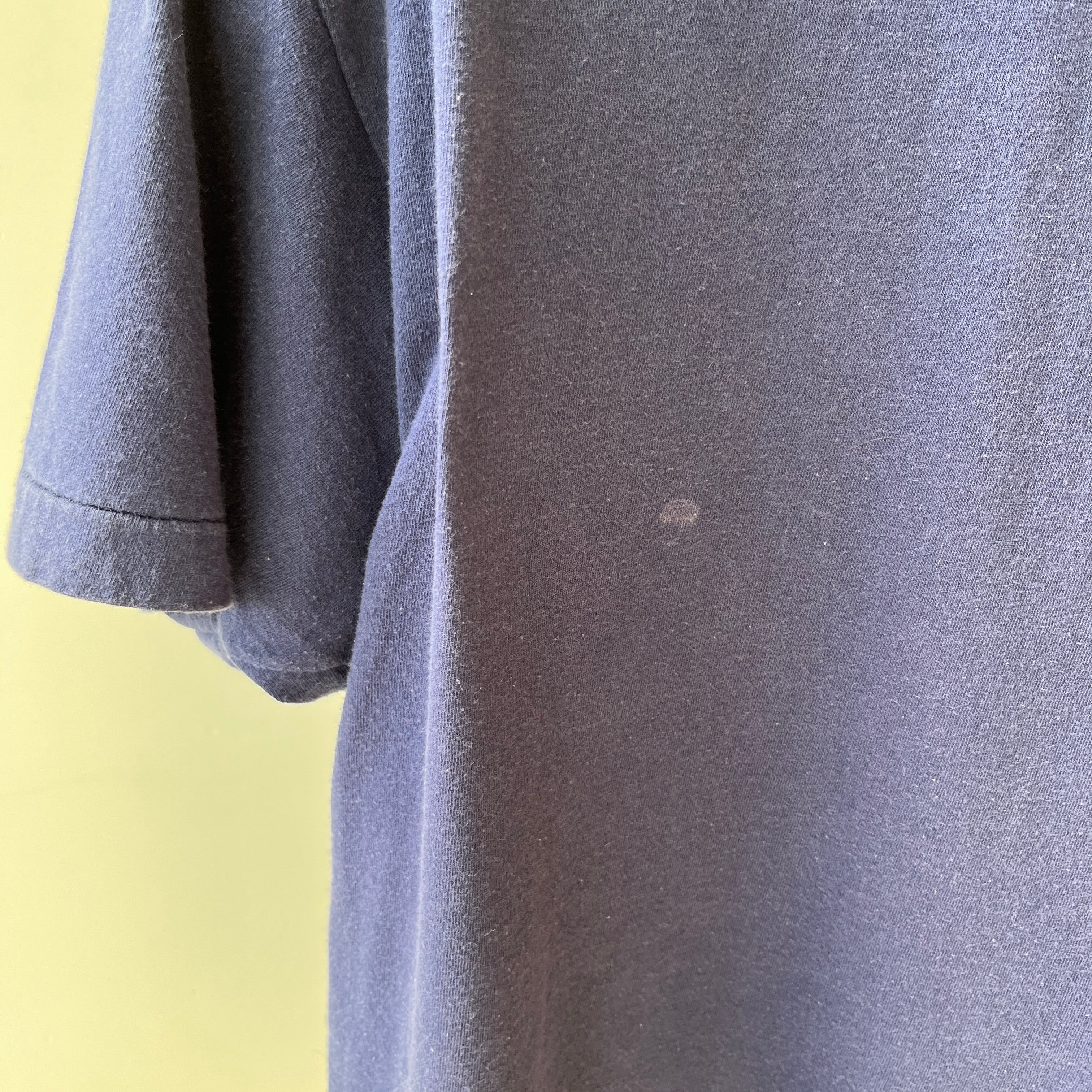 1990s Classic Blank Navy Selvedge Pocket Cotton T-Shirt by FOTL