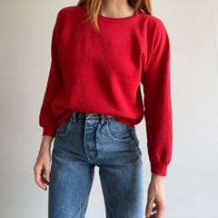 1970s Blank Red Rolled Neck and (Slightly) Bell Sleeved Sweatshirt