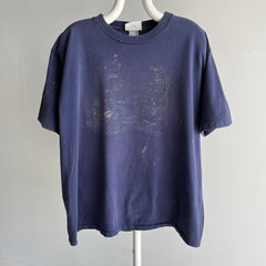 1990s Northern Wilderness Rad Faded and Paint/Bleach Stained Cotton T-Shirt