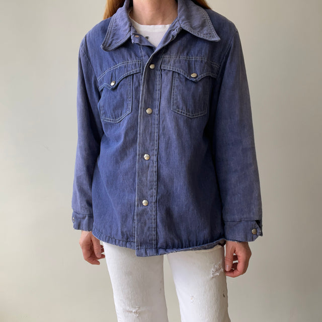 1970s Lined Extra Cool Denim Cowboy Jacket - Snap Front - WOAH