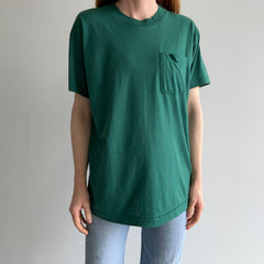 1980s Jade Forest Green FOTL Pocket T-shirt - Above Average