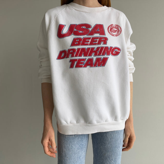 1980s USA Beer Drinking Team Sweatshirt - It Has A Great Fit