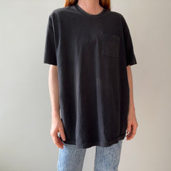 1980s Faded Blank Black Pocket T-Shirt by FOTL