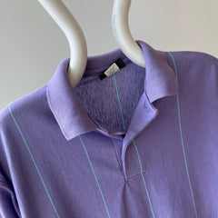 1980s Lavender Striped Polo Shirt