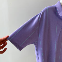 1980s Lavender Striped Polo Shirt