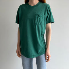 1980s Jade Forest Green FOTL Pocket T-shirt - Above Average