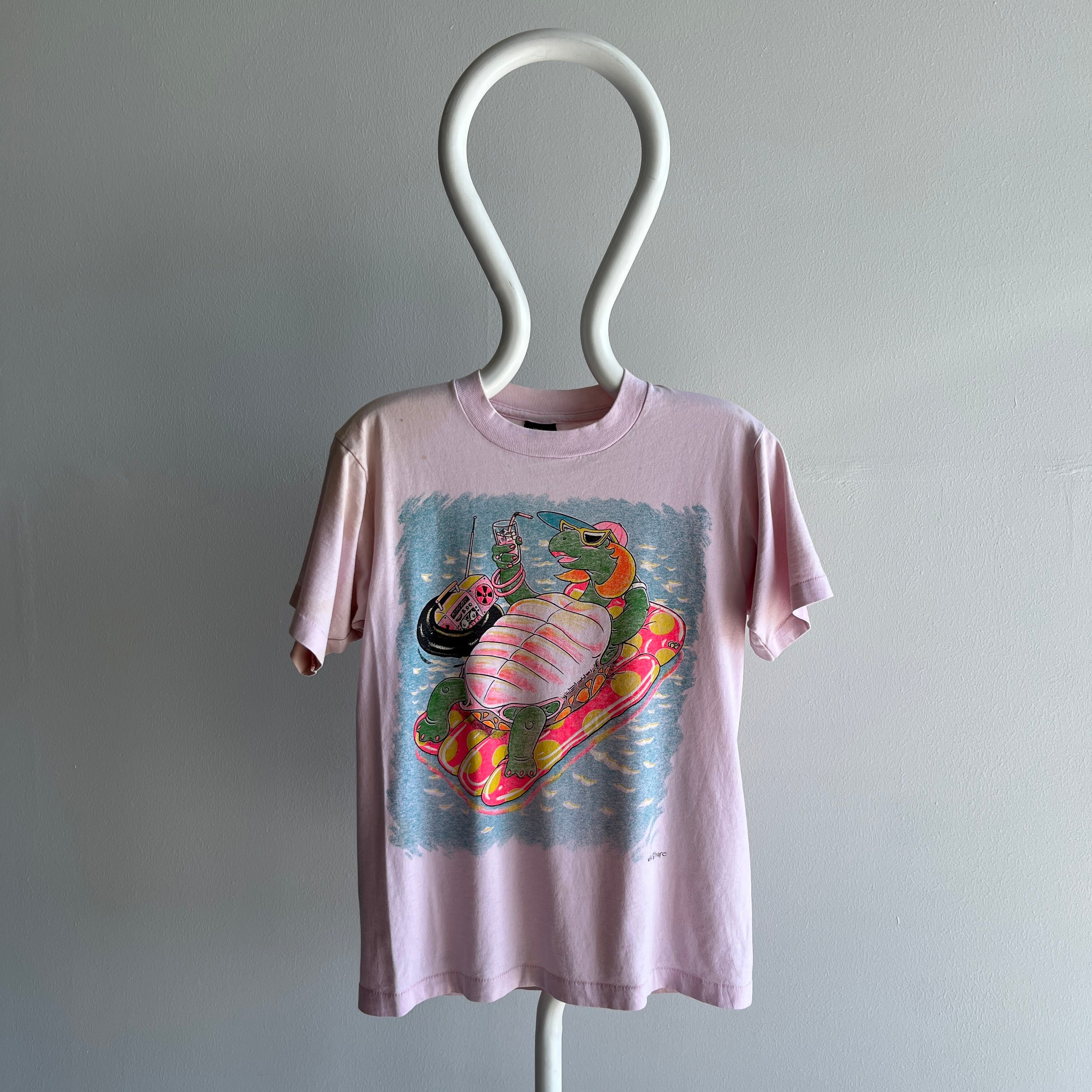 1980s Super Duper Stained Turtle Sunbathing with a Manicure T-Shirt