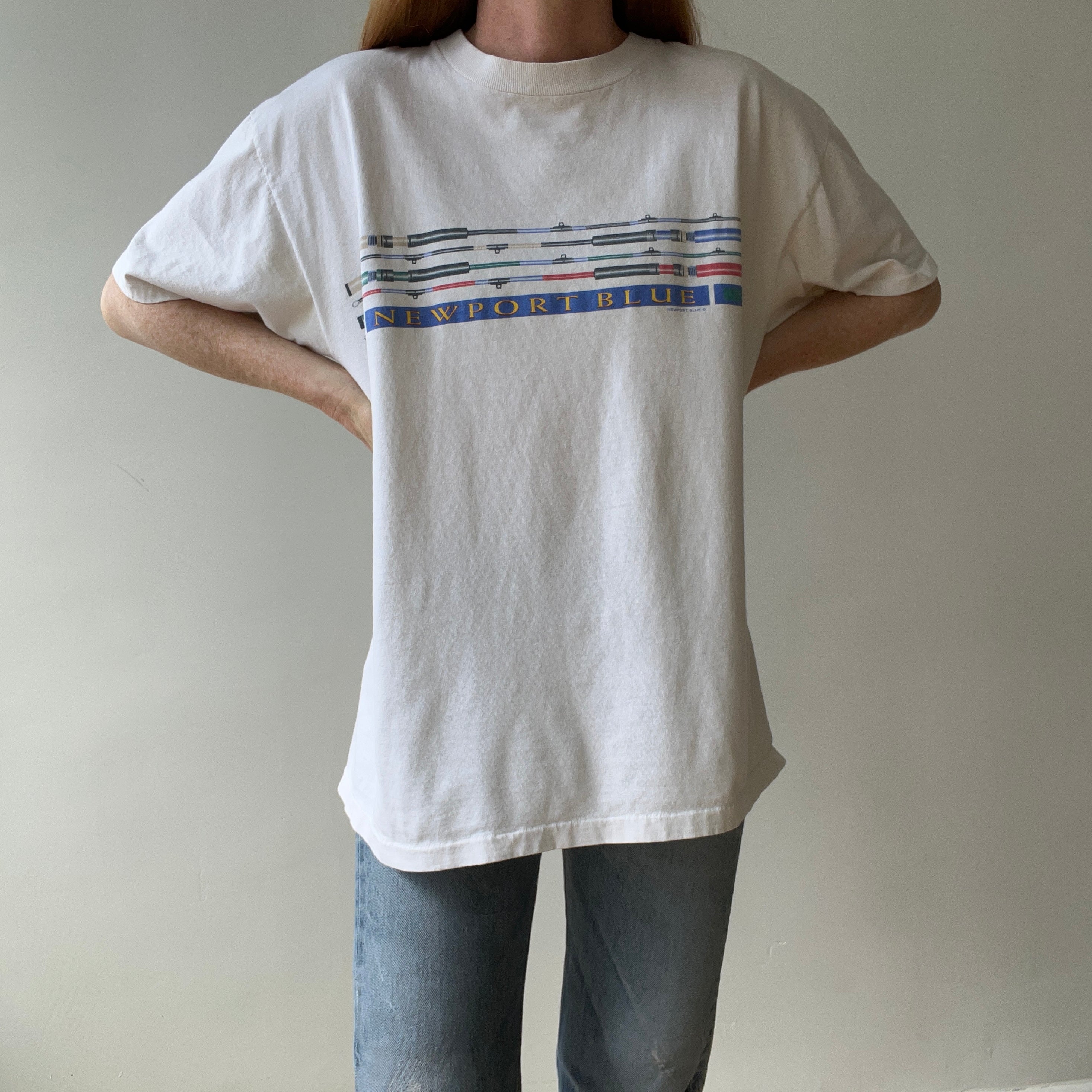 1990s Newport Blue T Shirt - Backside Too