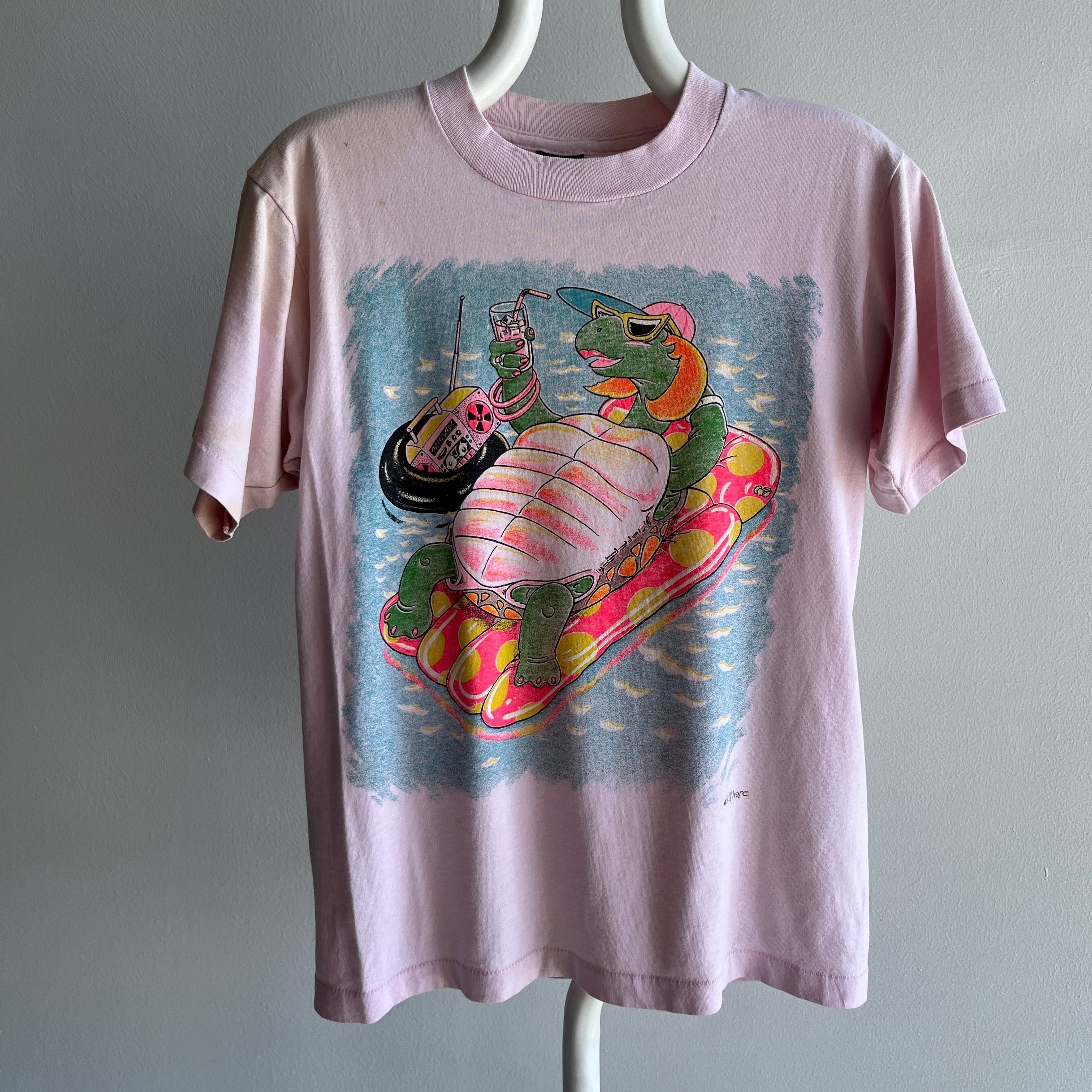 1980s Super Duper Stained Turtle Sunbathing with a Manicure T-Shirt