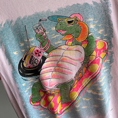 1980s Super Duper Stained Turtle Sunbathing with a Manicure T-Shirt