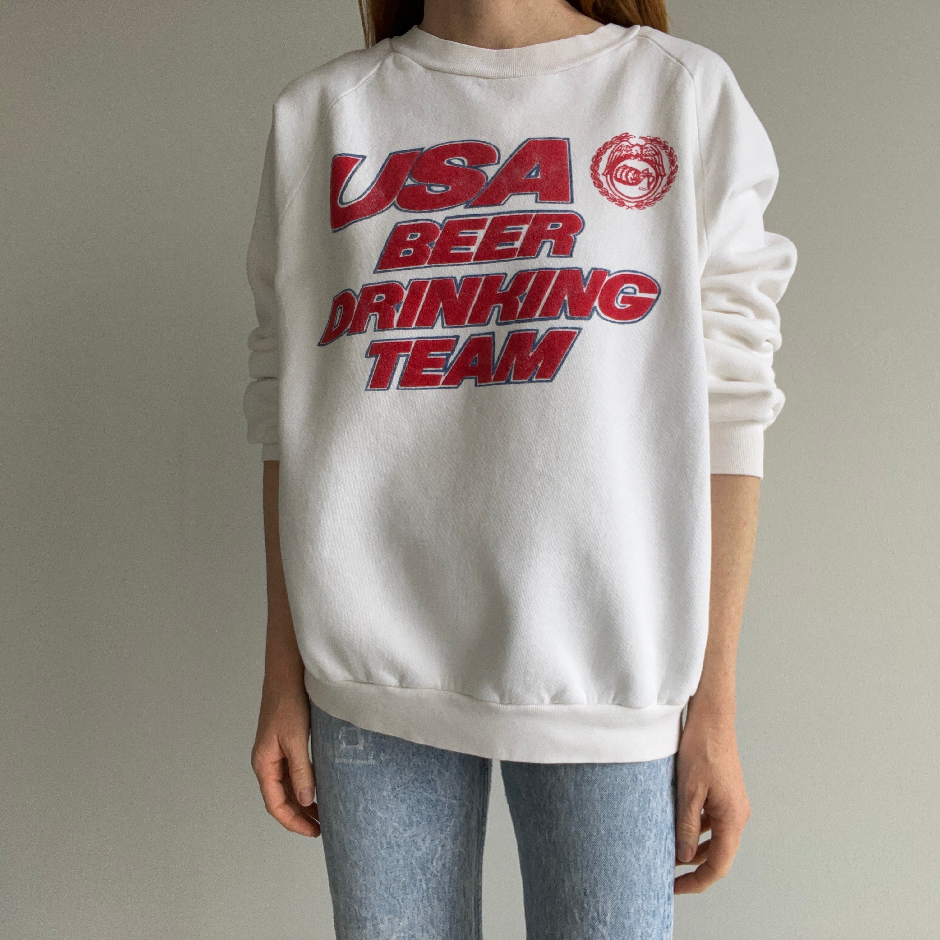 1980s USA Beer Drinking Team Sweatshirt - It Has A Great Fit