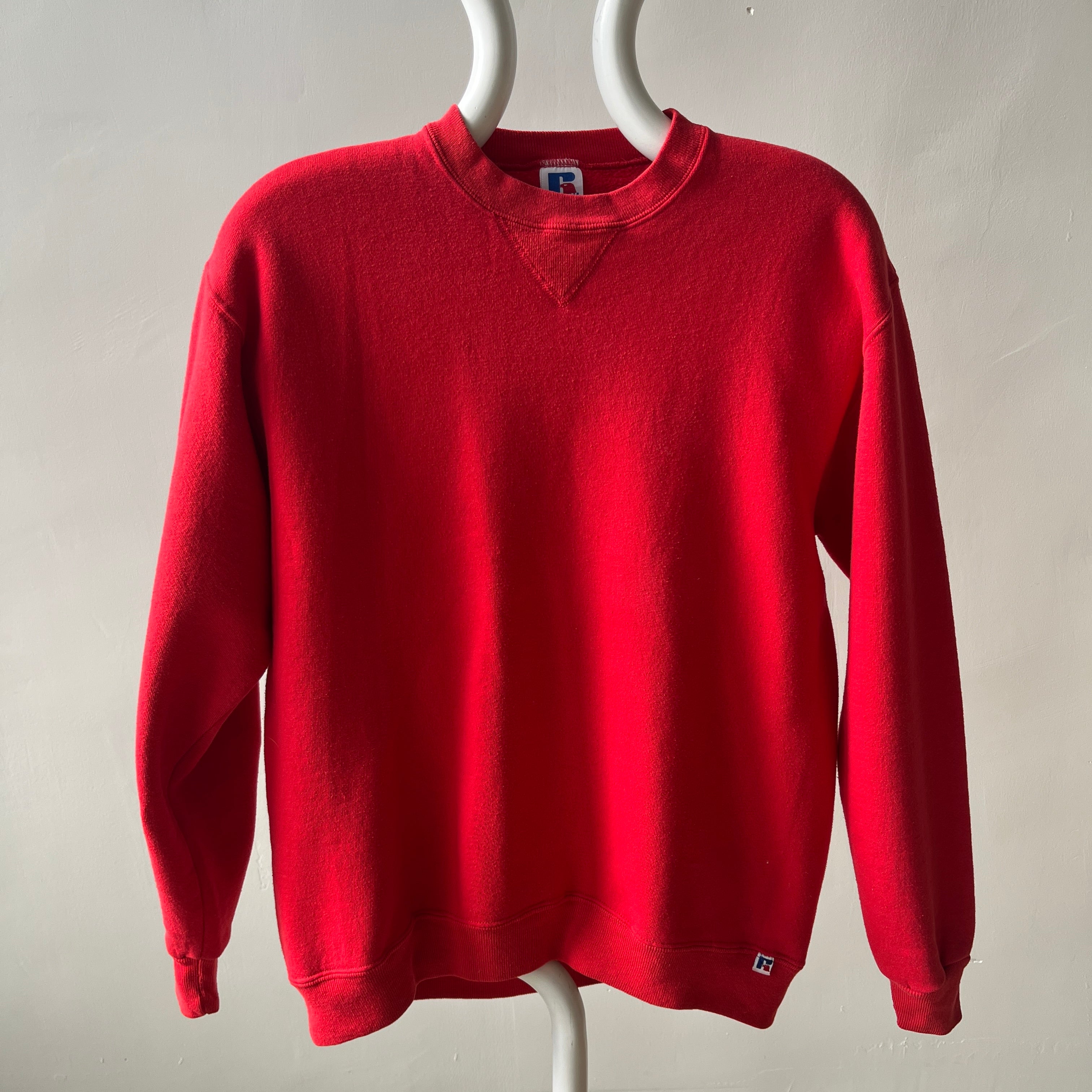 1980/90s Blank Red Russell Single V Sweatshirt (Good one, Lightly structured)