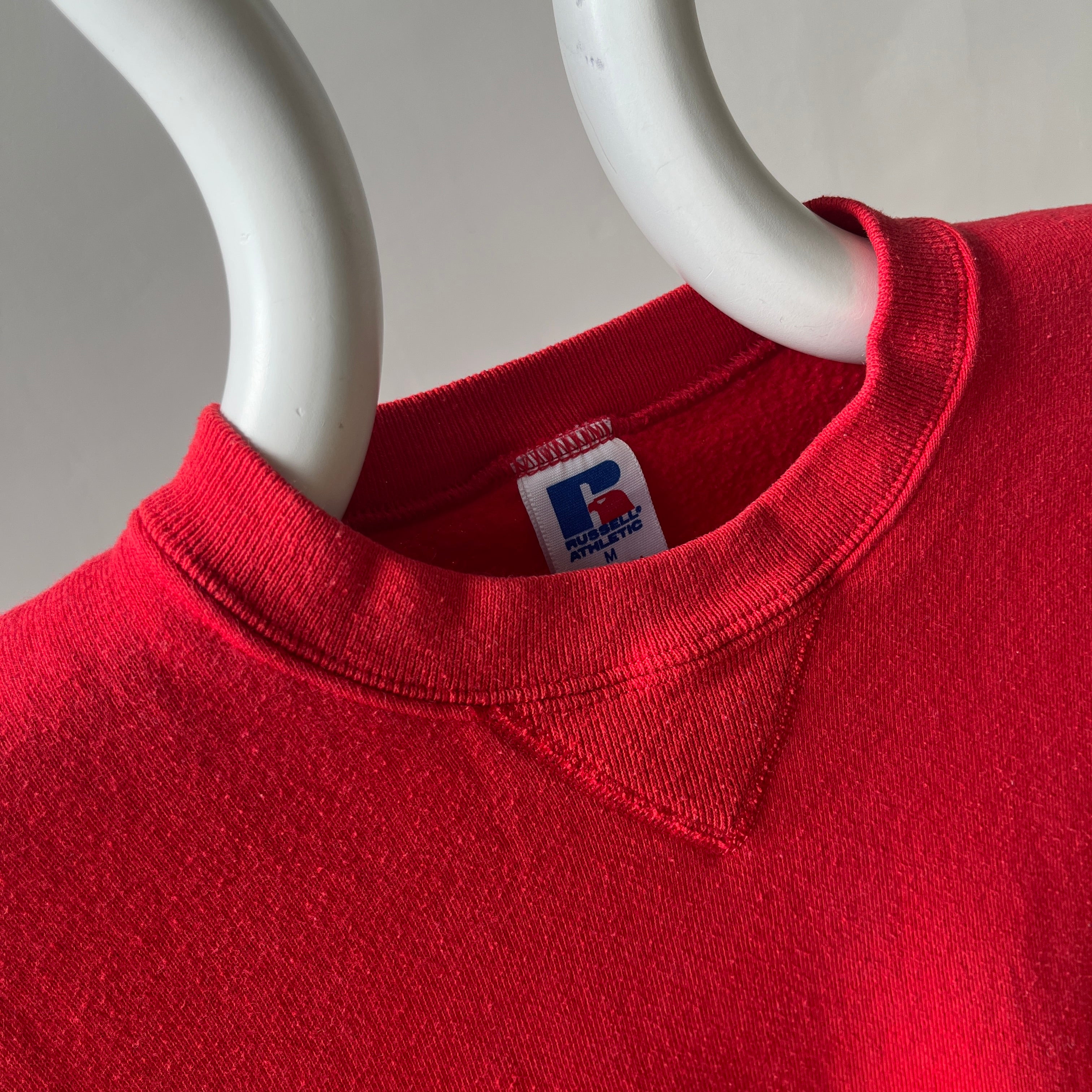 1980/90s Blank Red Russell Single V Sweatshirt (Good one, Lightly structured)