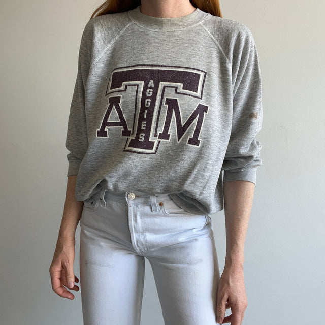 1980s Texas A&M Well Stained Thin Raglan Sweatshirt
