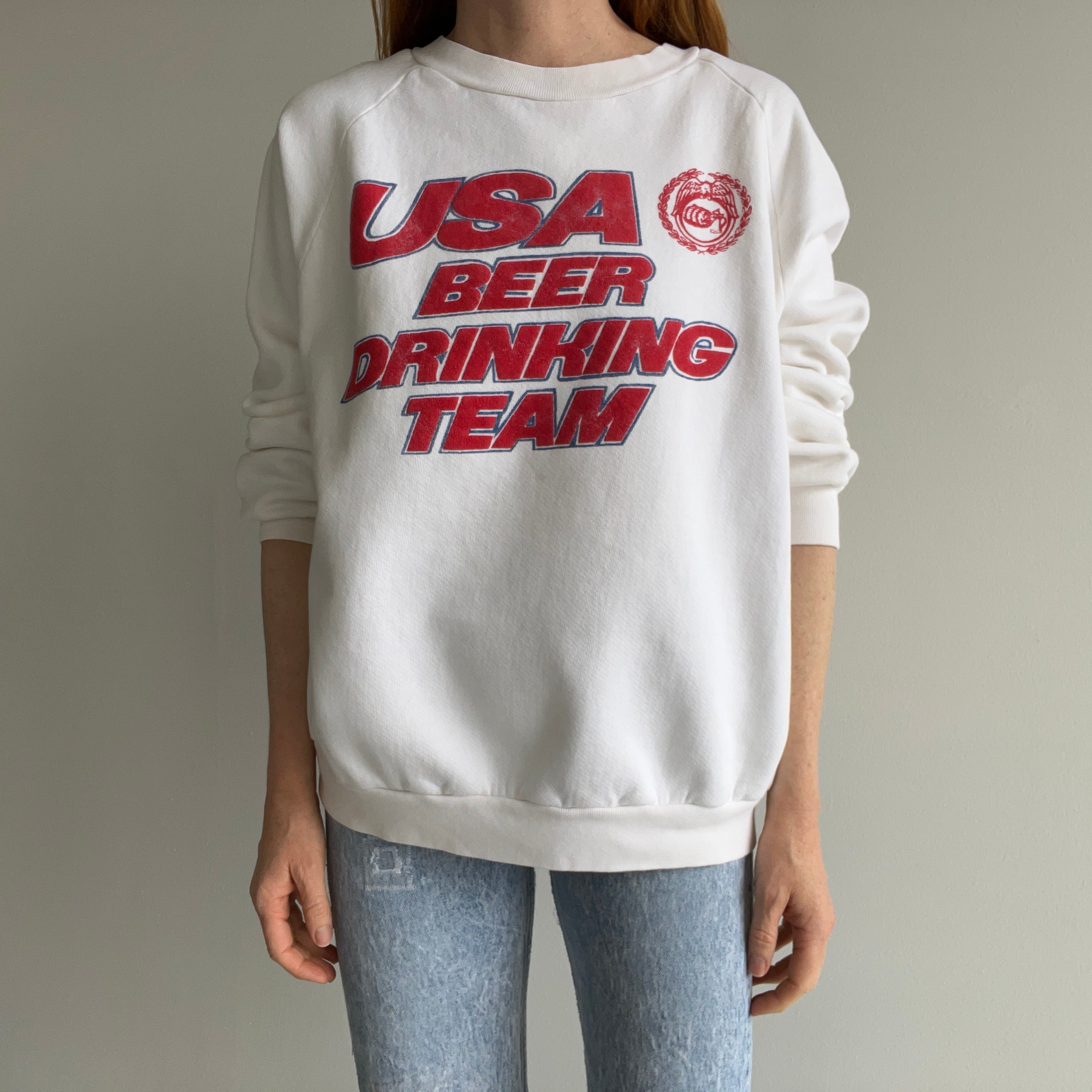 1980s USA Beer Drinking Team Sweatshirt - It Has A Great Fit