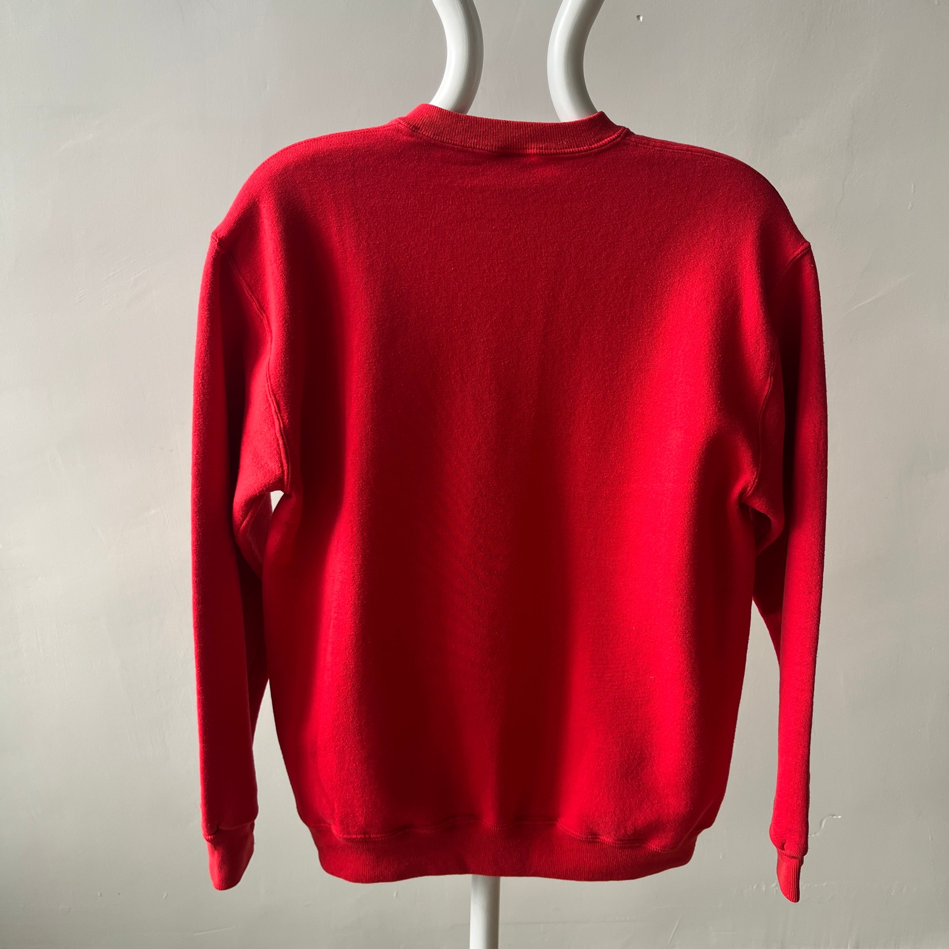 1980/90s Blank Red Russell Single V Sweatshirt (Good one, Lightly structured)