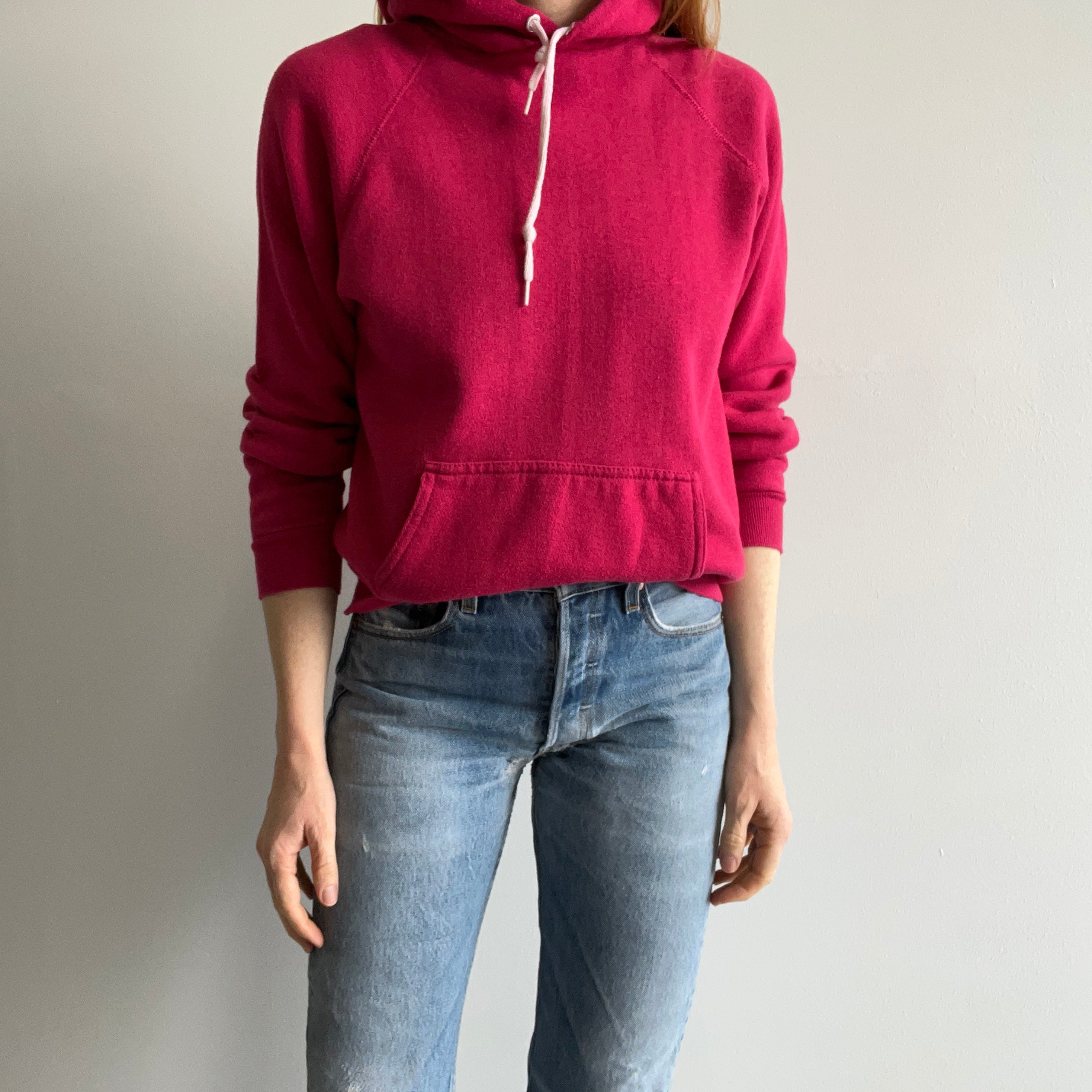 1980s USA Made Gap Barely Worn Barbie Pink Hoodie