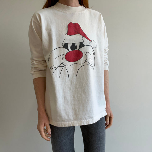 1991 Sylvester Santa Soft Long Sleeve Cotton Shirt with Age Staining