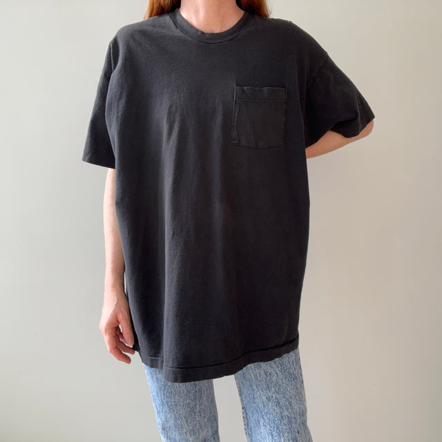 1980s Faded Blank Black Pocket T-Shirt by FOTL