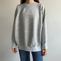 1990s Relaxed Paint Stained Cozy Gray Sweatshirt